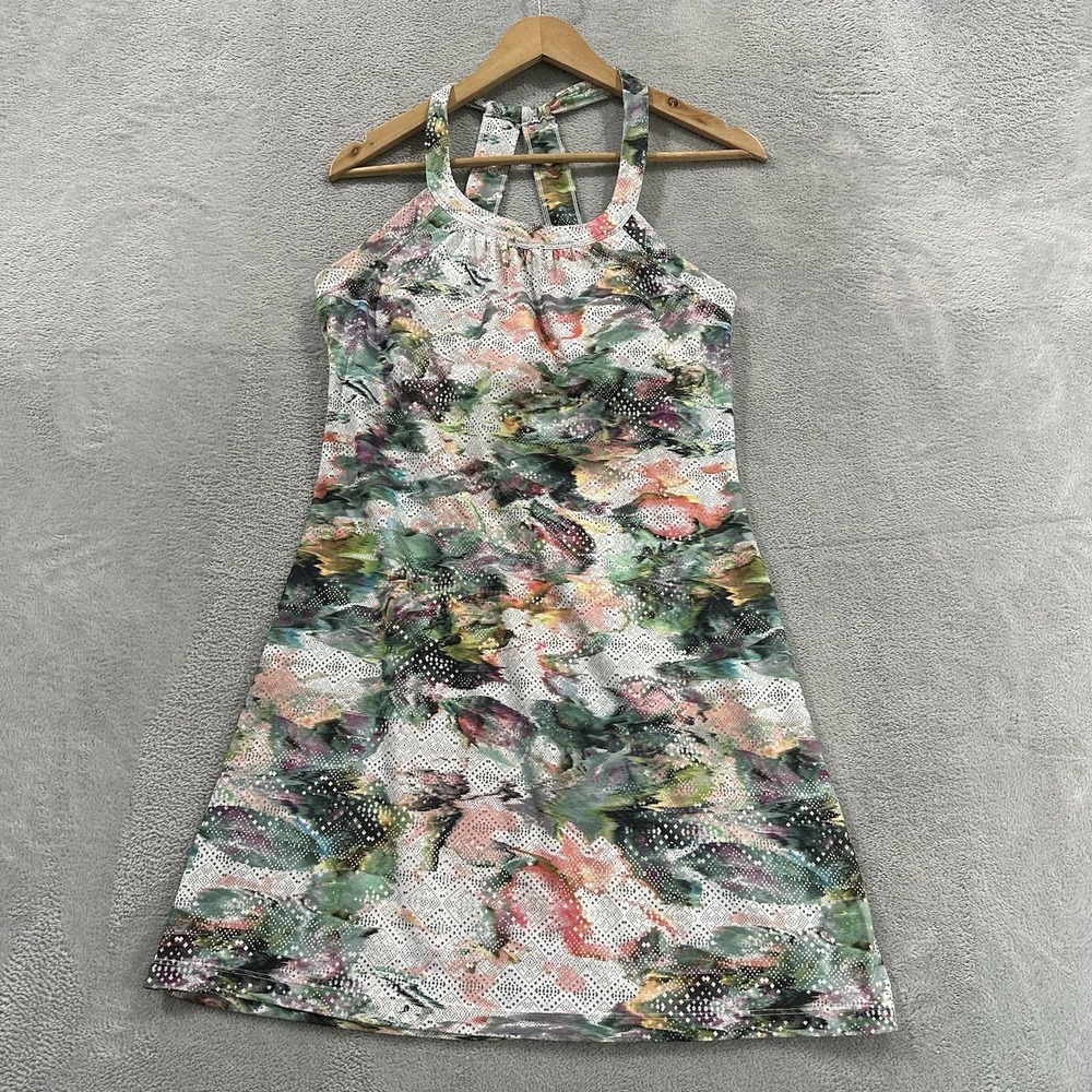 Prana Tank Cantine Dress Women M Multicolor Geometric Sleeveless Built in Bra